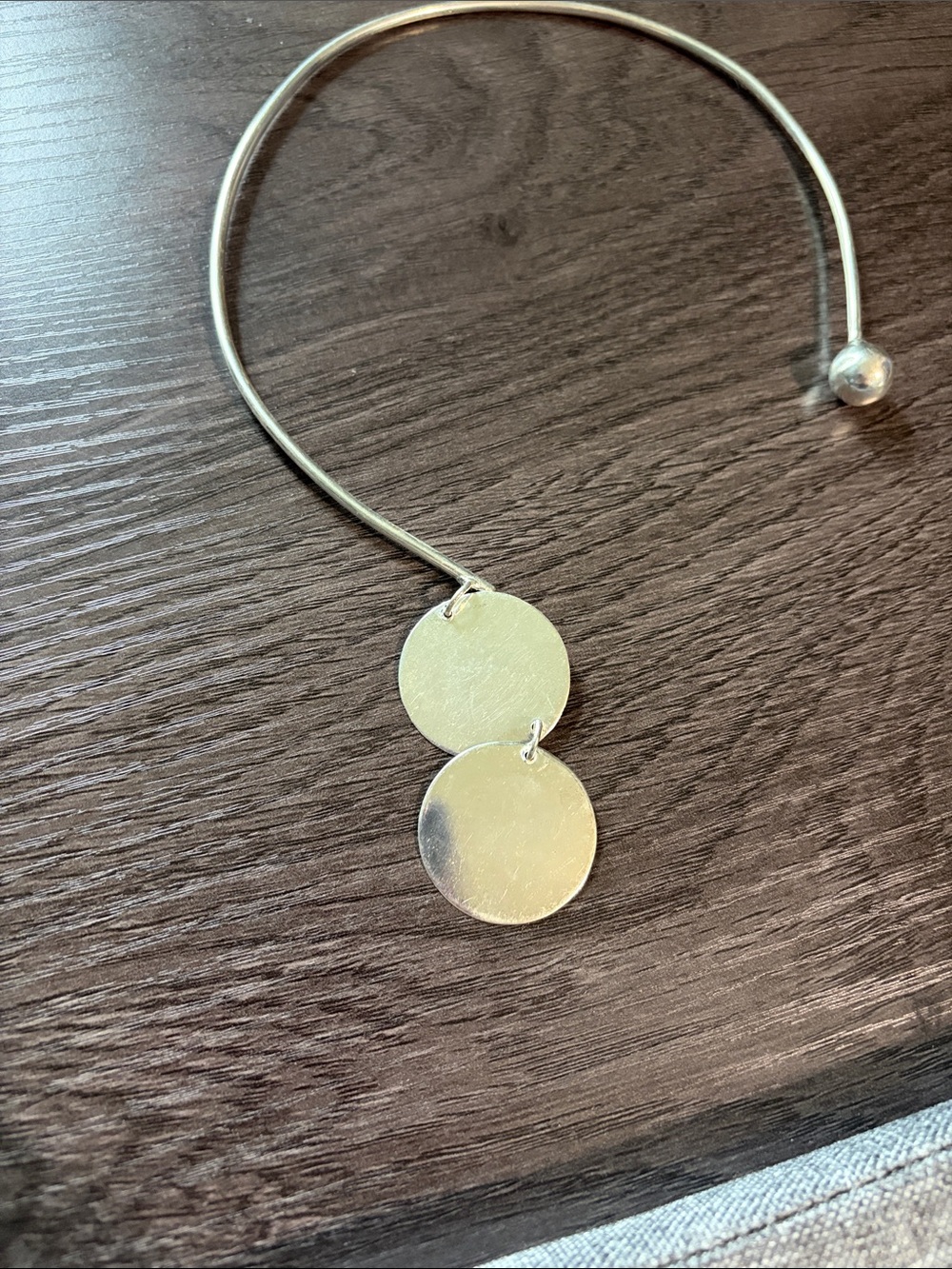 Silver Double Disc Choker Necklace - Women Jewelry